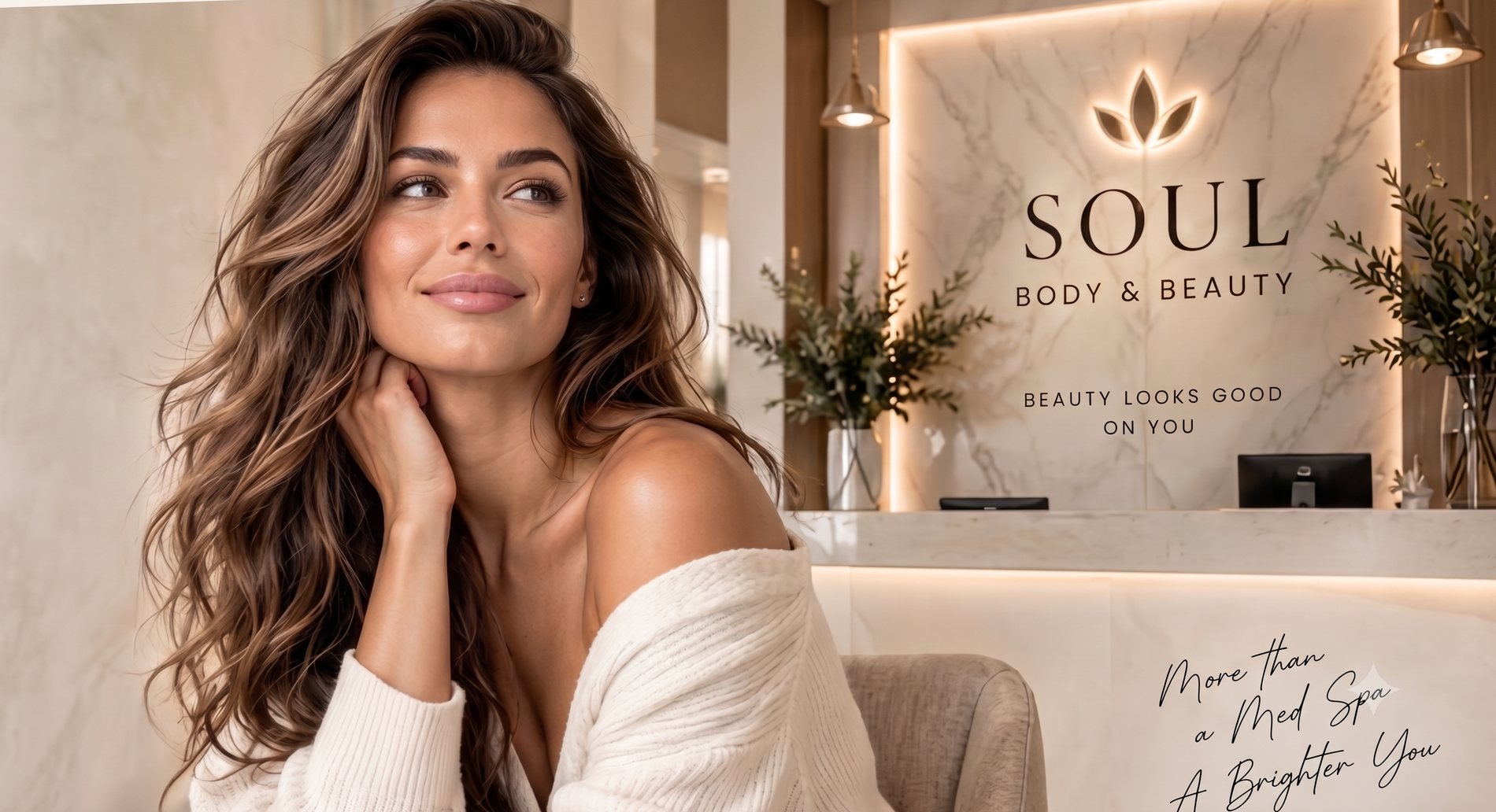 Client seated at the Soul Body and Beauty reception, Peoria Arizona med spa